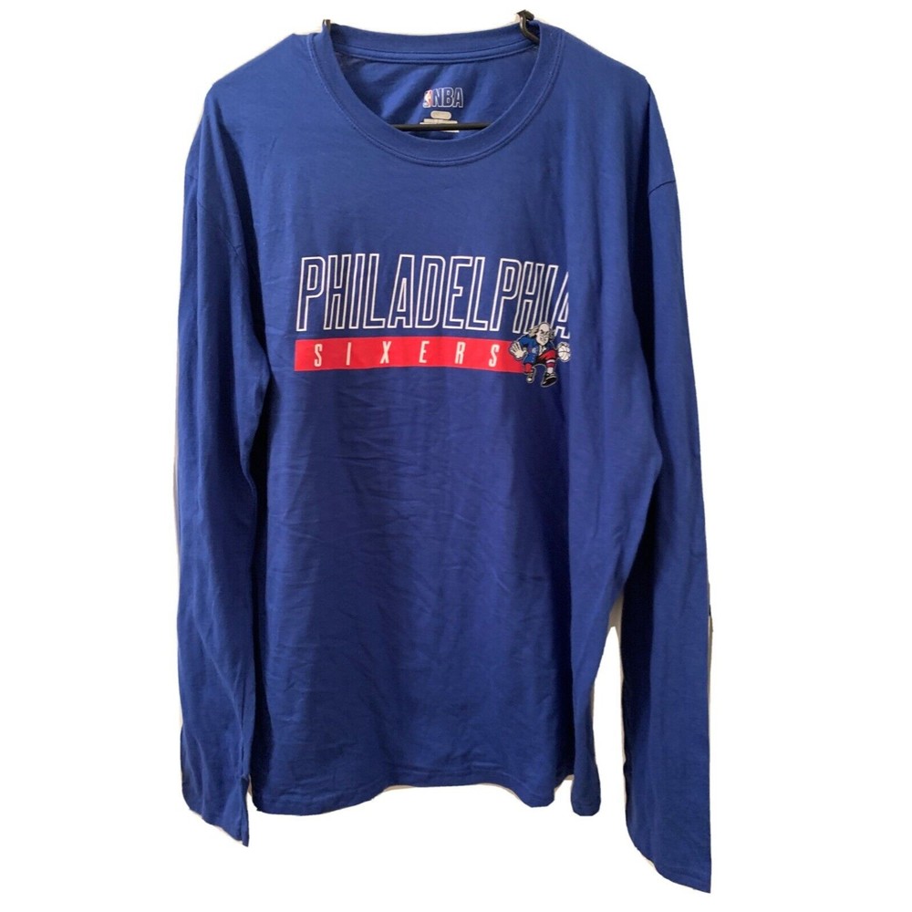 NBA Mens Blue T-Shirt Philadelphia 76ers Long Sleeve Tee Size XL